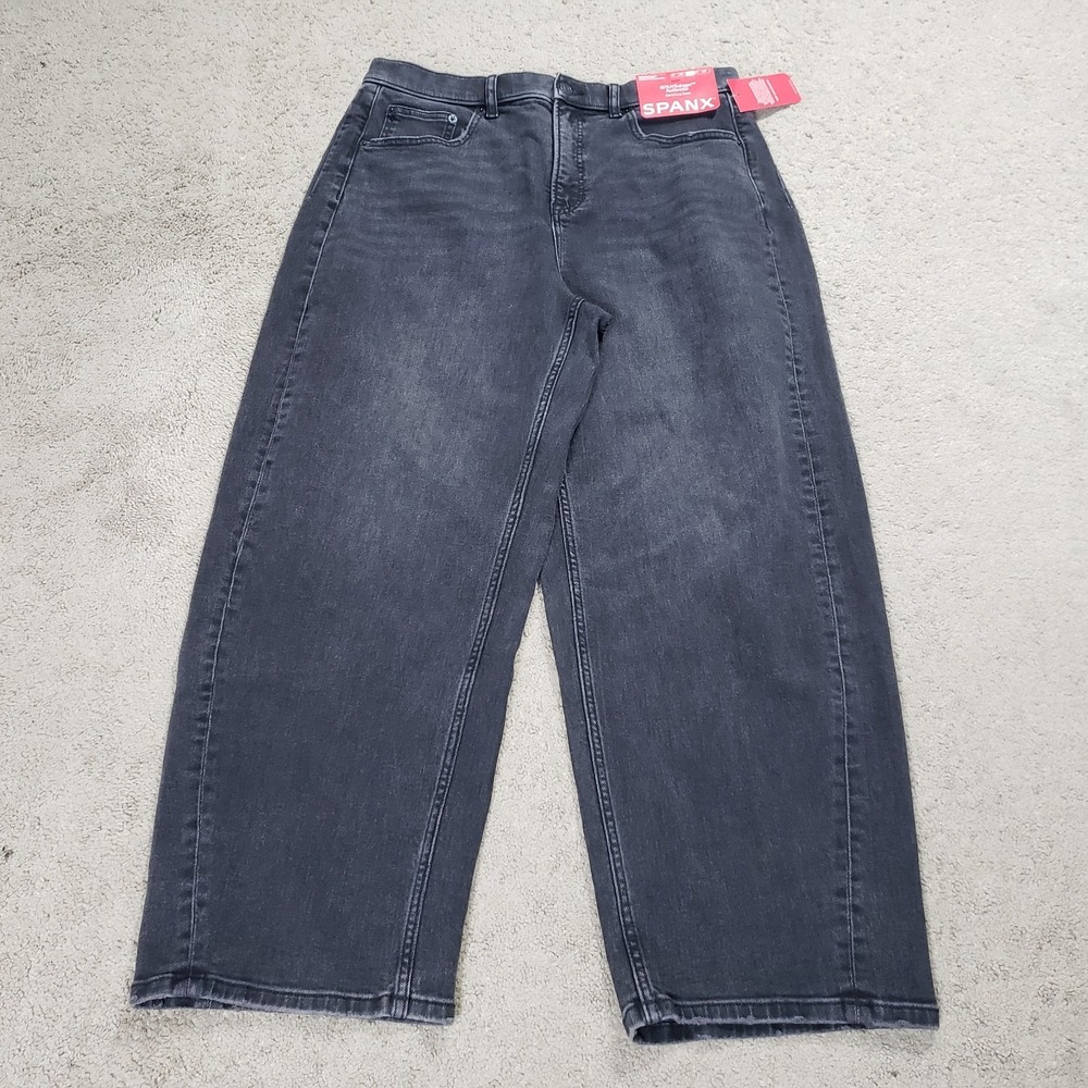 SPANX 360 Barrel Leg High Rise Jeans Womens XL Black Stretch SpanxShape